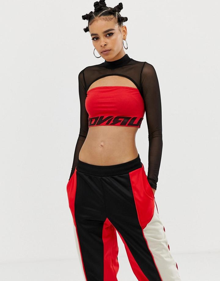 Collusion X Motocross Mesh Cut Away Crop Top - Red