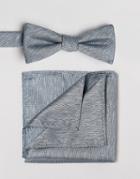 Selected Homme Bow Tie & Pocket Square Set - Blue