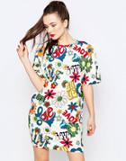 Love Moschino Hippie Love Oversized T-shirt Dress - White Print