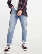 Asos Design Rigid Slim Jeans In Vintage Light Wash Blue-blues