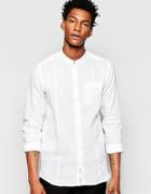 Minimum Grandad Collar Shirt With Pocket - White