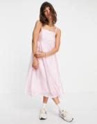 Vero Moda Satin Strappy Midi Dress In Pink