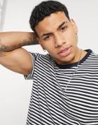 Jack & Jones Premium T-shirt In Navy & White Stripe-black