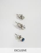 Designb Silver Stud Earrings In 3 Pack - Silver