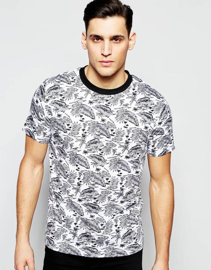 D-struct Mono Print Hawaiian T-shirt - White