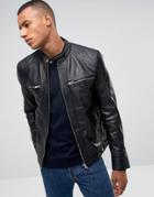 Barney's Originals Real Leather Four Pocket Jacket - Black