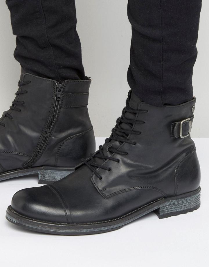 Jack & Jones Siti Leather Boots - Black