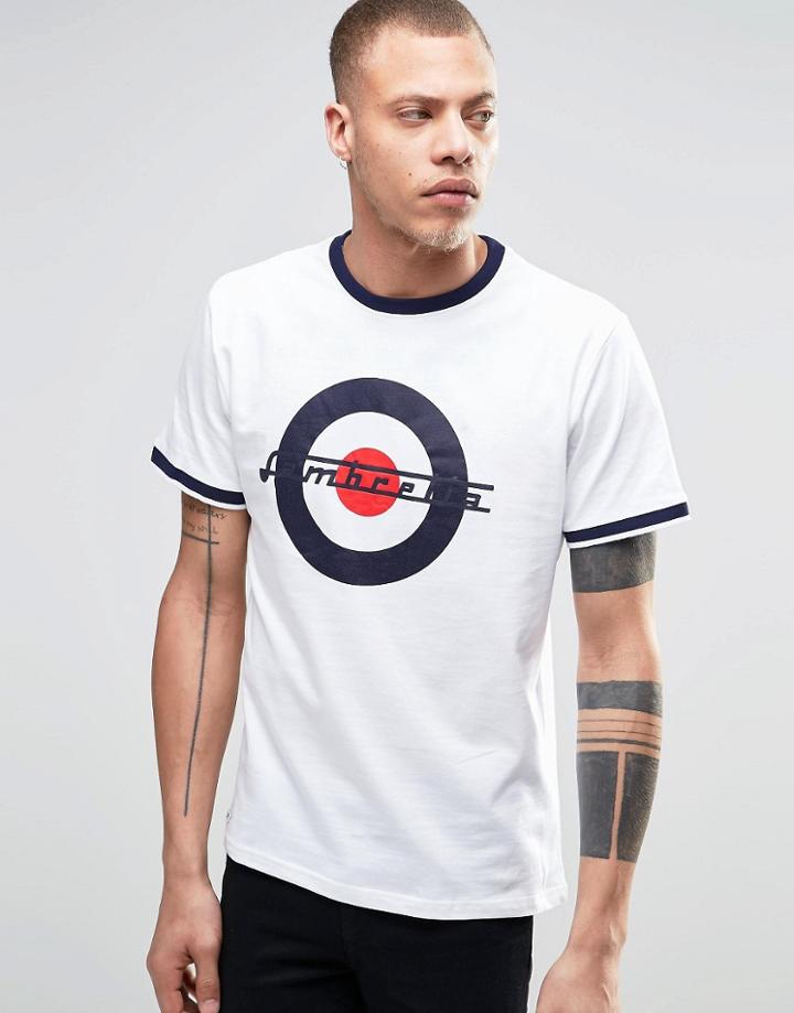 Lambretta Retro Ringer Oversized Target T-shirt - White