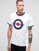 Lambretta Retro Ringer Oversized Target T-shirt - White
