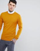 Asos Muscle Fit Merino Wool Sweater In Mustard - Beige