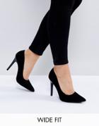 New Look Wide Fit Black Suedette Court Shoe - Black