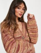 Madewell V Neck Cropped Spacedye Cardigan In Tan-brown