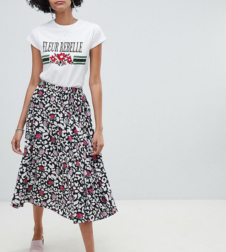 Lily & Lionel Exclusive Rose Leopard Pleated Skirt - Black