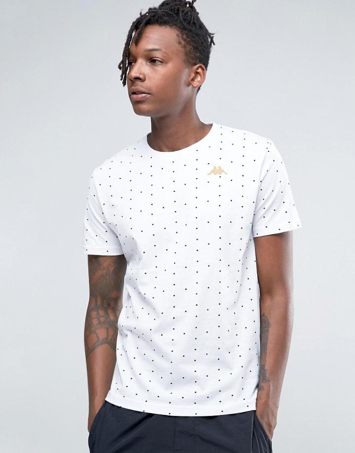 Kappa T-shirt With All Over Polka Dot - White