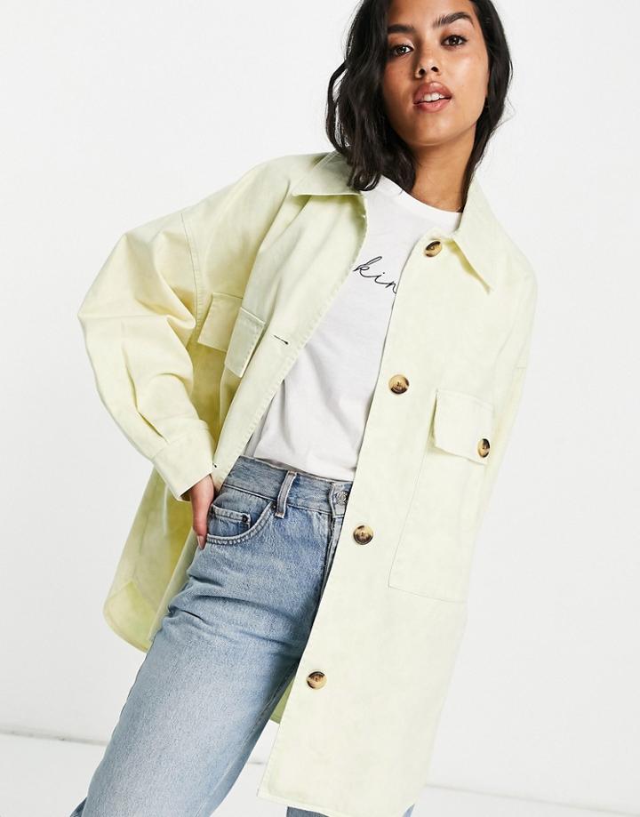 Asos Design Tie Dye Shacket In Yellow-green
