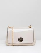 Dune Occasion Patent Cross Body Bag With Chain Detail Strap - Beige
