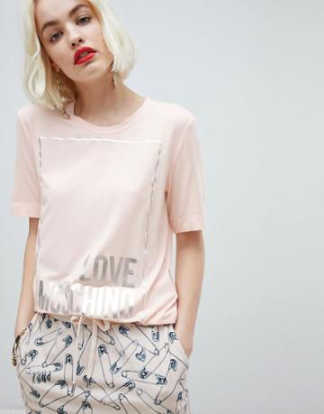 Love Moschino Square Logo T-shirt - Pink