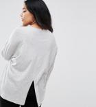 Asos Curve Oversize Long Sleeved Split Back Top - Gray