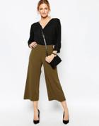 New Look Scuba Crepe Culottes - Green