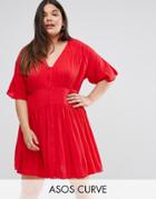 Asos Curve Casual Tea Dress - Red