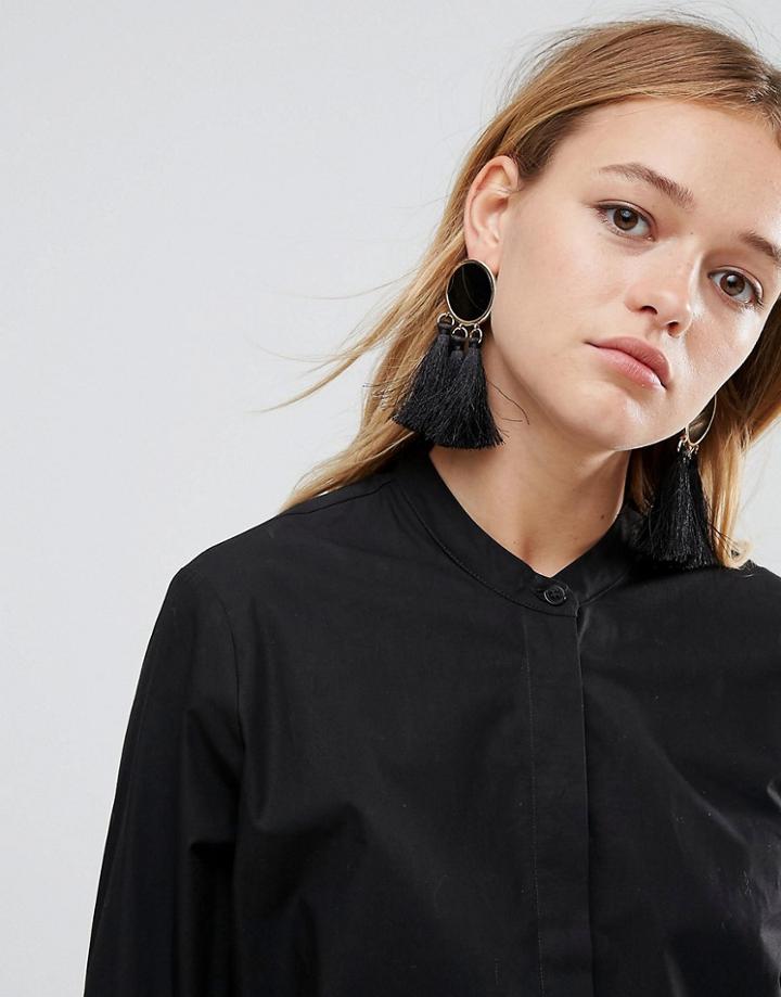 Asos Tonal Tassel Earrings - Black