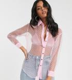 Glamorous Sheer Shirt In Soft Spot Organza-pink