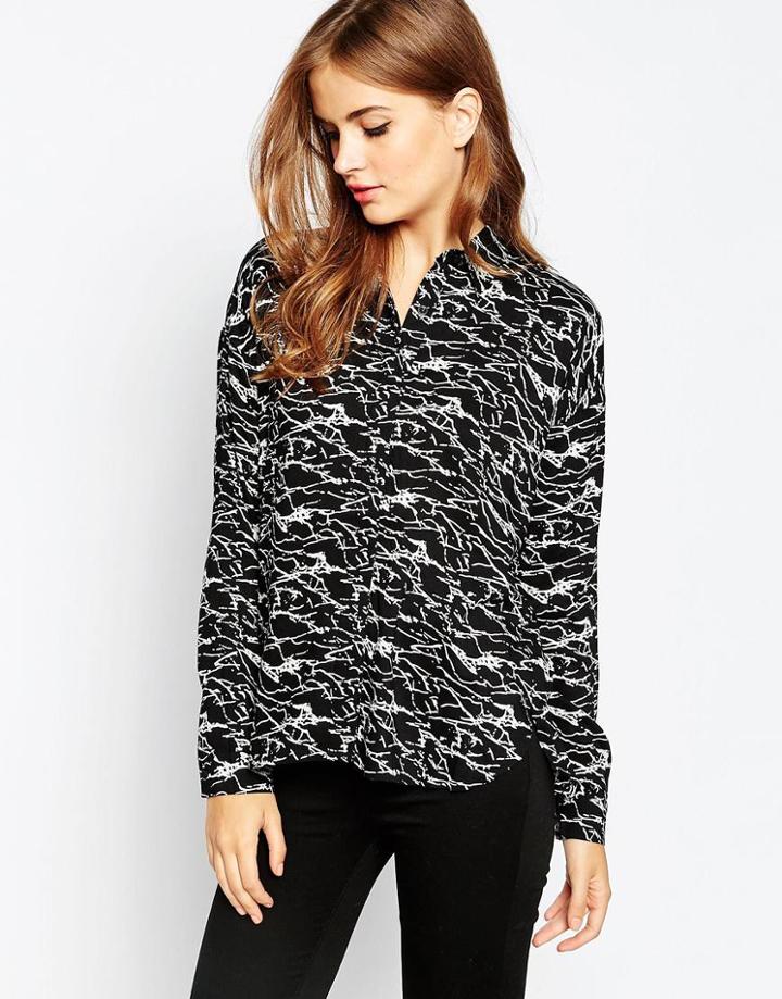 Ichi Graphic Print Shirt - Black