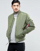 Alpha Industries Ma1-tt Bomber Jacket Slim Fit In Green - Green