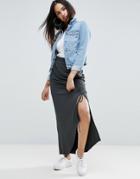 Asos Jersey Maxi Skirt With Channelling Detail - Gray