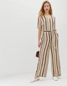 Selected Femme Stripe Jumpsuit With Wide Leg - Multi