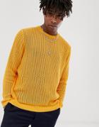 Asos Design Knitted Mesh Sweater In Orange - Orange