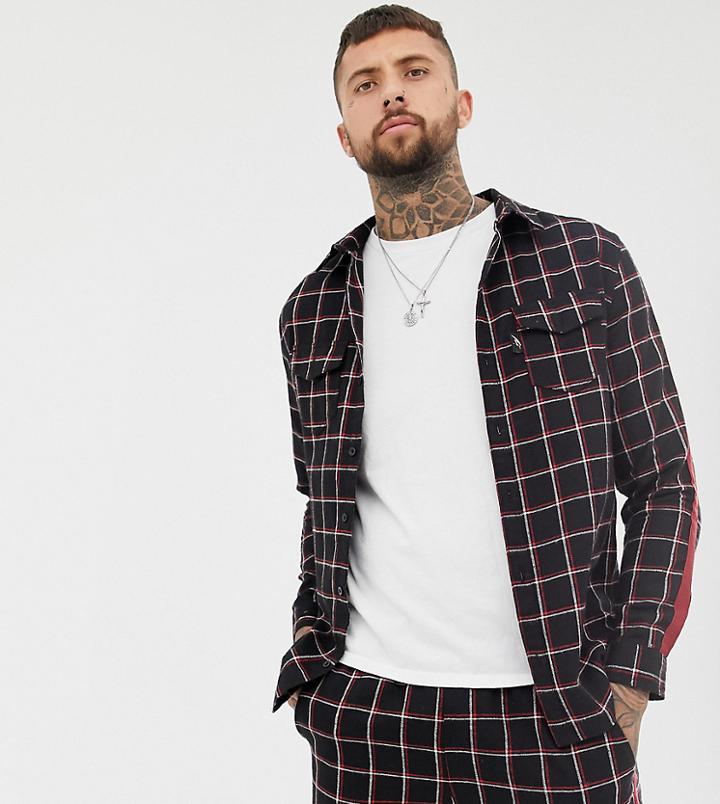 Mauvais Oversized Check Shirt With Taping - Black