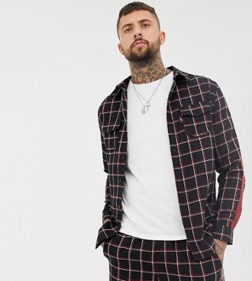 Mauvais Oversized Check Shirt With Taping - Black