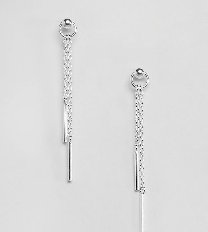 Asos Design Sterling Silver Chain Strand Hoop Earrings - Silver