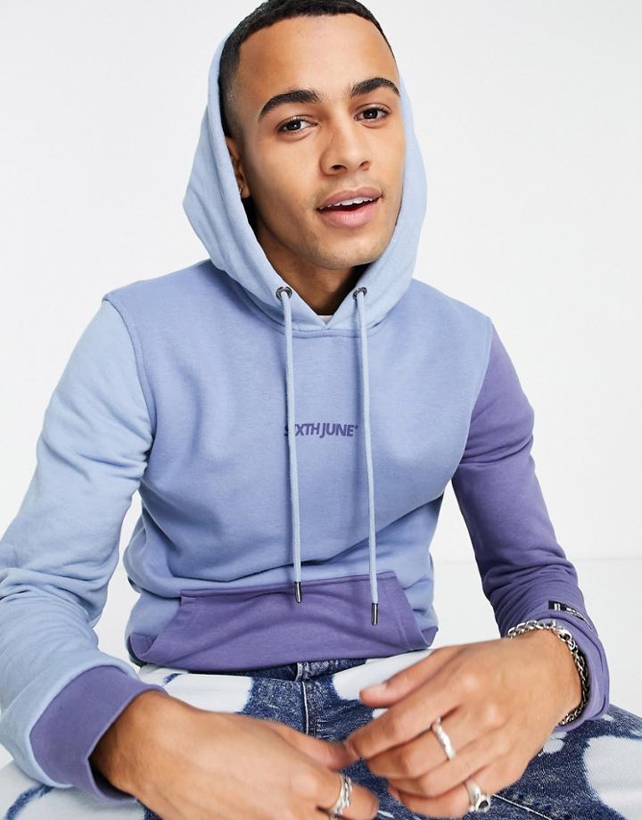 Sixth June Color Block Hoodie In Blue-blues