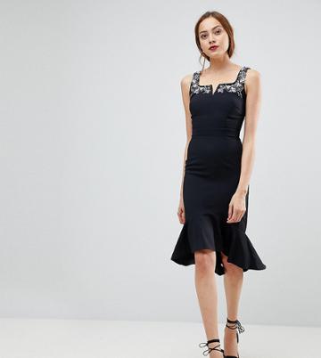 Little Mistress Tall Peplem Midi Dress - Black