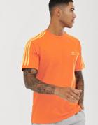 Adidas Originals 3 Stripe T-shirt In Orange - Orange