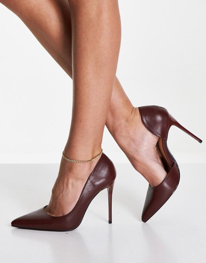 Truffle Collection Pointed Stiletto Heel Shoes In Brown