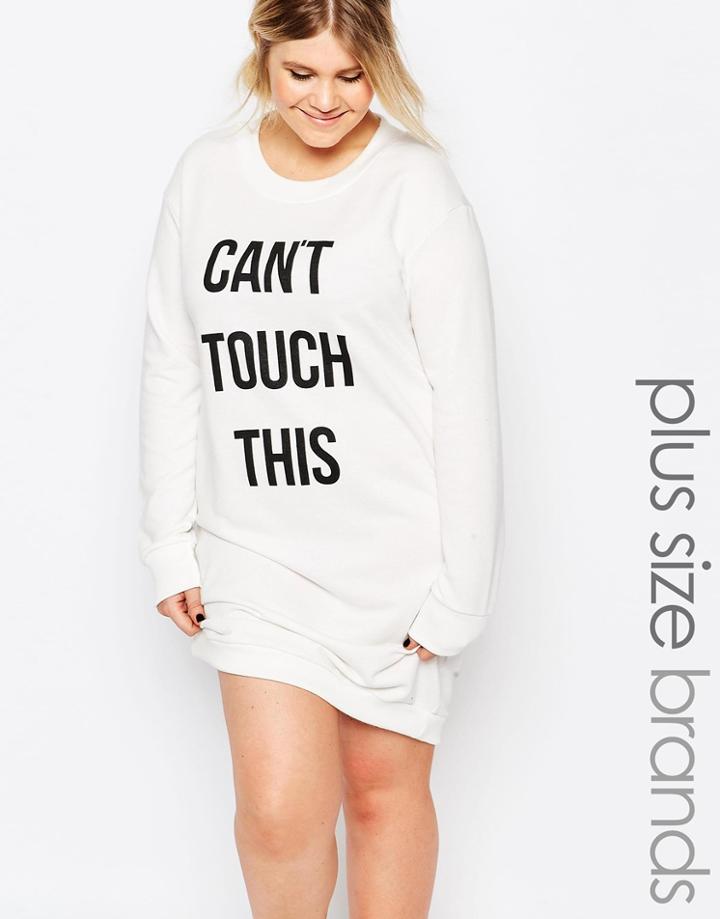 Pink Clove Lounge Long Slogan Sleeve Sweat Dress - Cream
