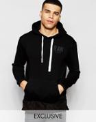 G-star Be Raw Exclusive To Asos Hoodie Zoldin Longline Nylon Trim In Black - Black