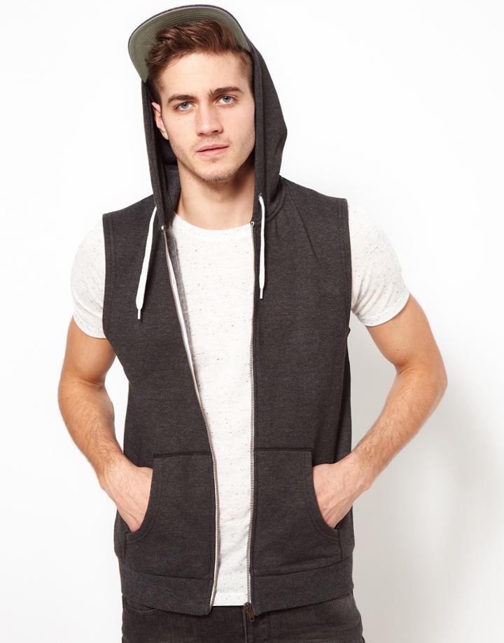 Asos Sleeveless Zip Through Hoodie