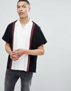 Asos Regular Fit Cut And Sew Shirt With Revere Collar In Burgundy - Multi