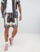 Criminal Damage Shorts In Black Baroque Print - Black