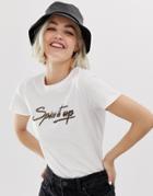 New Look Tee With Spice Slogan T-shirt In White - White