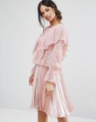 Missguided Lace Frill Blouse - Pink
