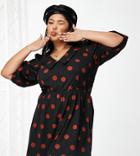 Asos Design Curve Stretch Mini Shirt Dress In Black And Spot-multi