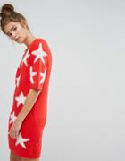 E.l.k Mini Dress In Fluffy Star Knit - Red