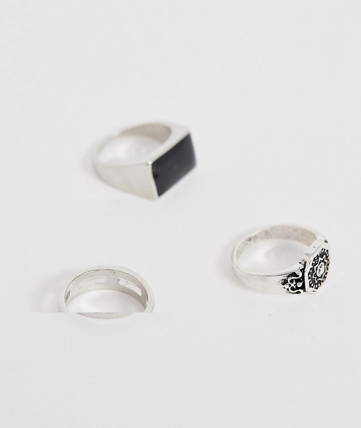 Designb 3 Pack Rings In Silver