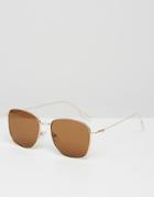 Asos Aviator Sunglasses With Flat Lens - Rose Gold