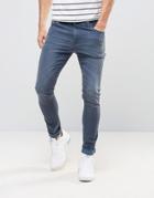Asos Super Skinny Jeans In Dark Smokey Blue - Blue